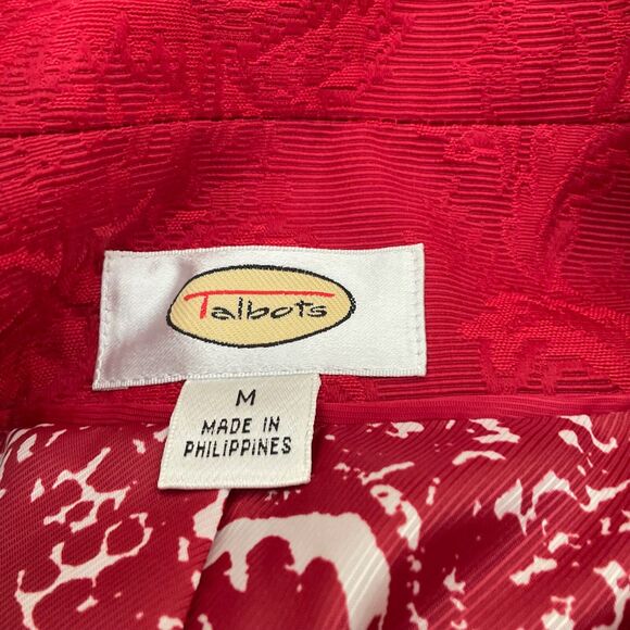 Talbots Red Blazer Jacket Double Breasted Jacquard Lined Women's Size M Career - Picture 5 of 13